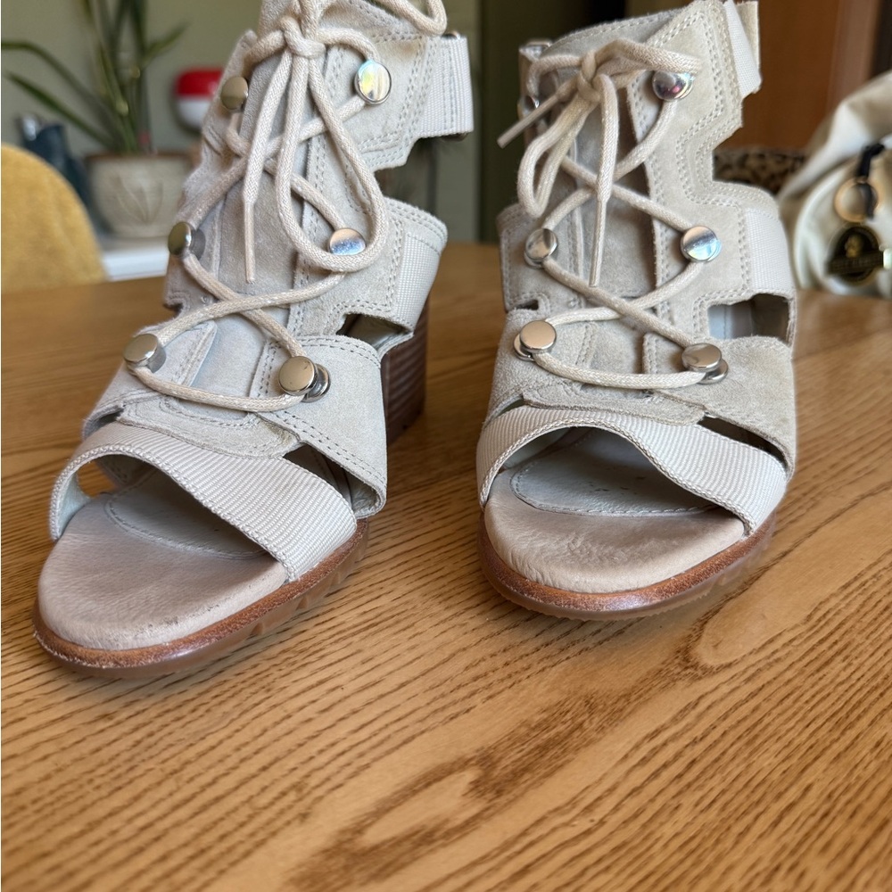 Sorel Nadia Lace-Up Sandals in Ancient Fossil